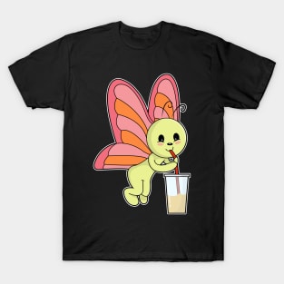 Butterfly at Drinking with Drinking straw & Drink T-Shirt